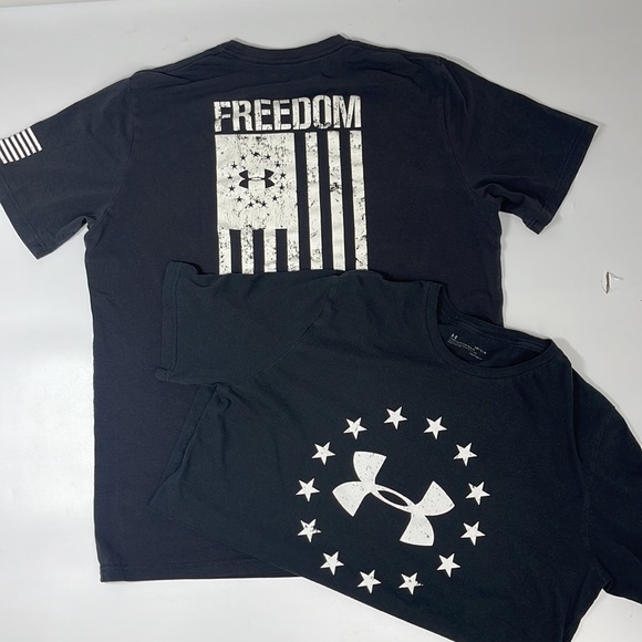 ✨sold✨Under Armour Men's Black USA Flag Freedom Short Sleeve T-Shirt Bundle L